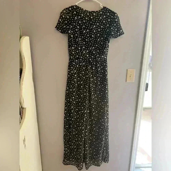 OASAP Black Star Pattern Short Sleeve Maxi Dress,Woman’s Size Small - Picture 7 of 11